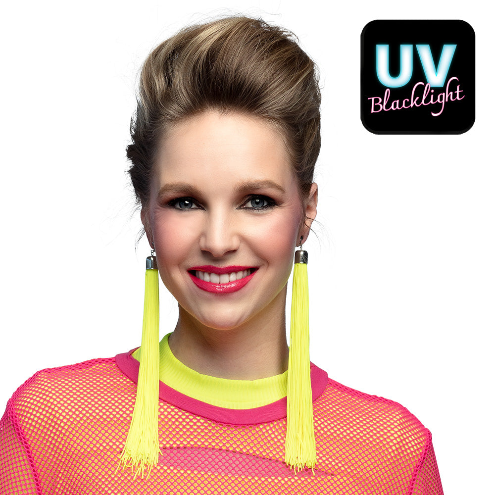 Boucles d'oreilles gland fluo UV Blacklight jaune néon