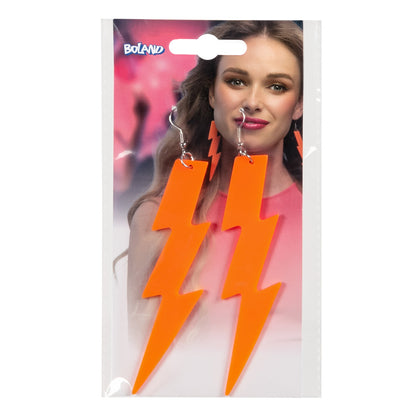 Boucles d'oreilles éclair UV fluo orange - Accessoire festival