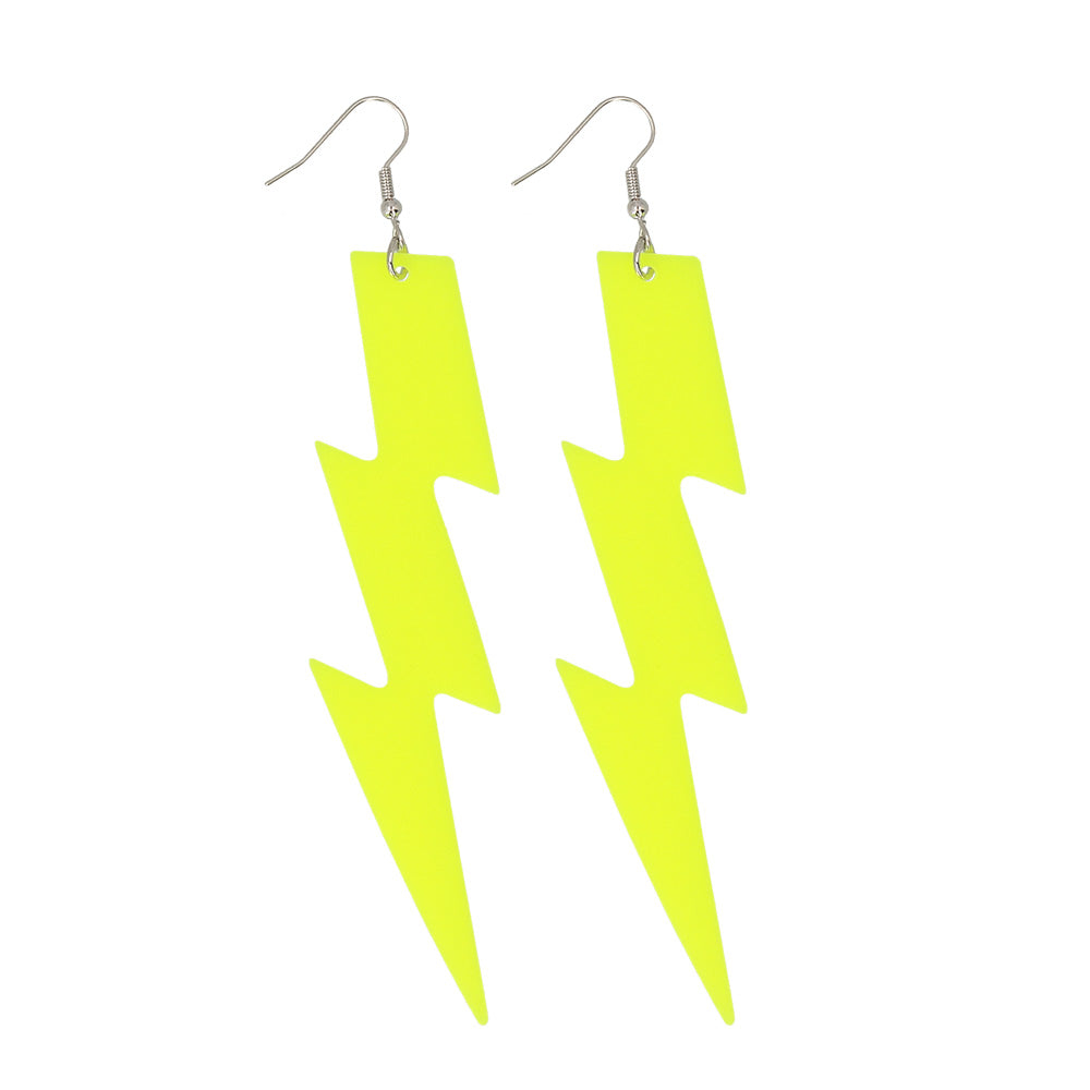 Boucles d'oreilles éclair UV fluo jaune néon party