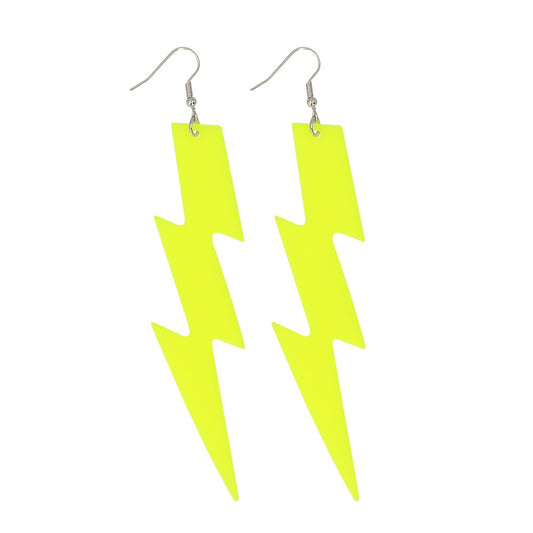 Boucles d'oreilles éclair UV fluo jaune néon party