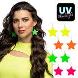 Boucles d'oreilles étoiles fluo UV - Accessoire soirée disco