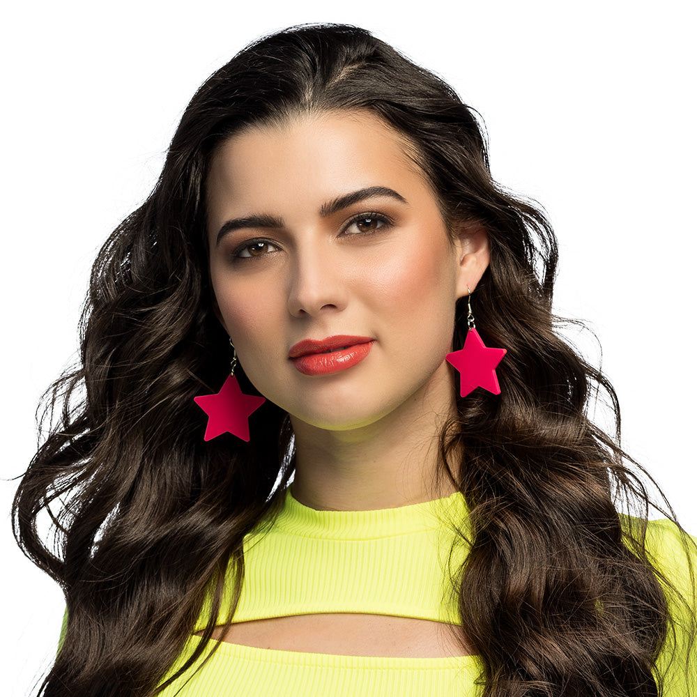 Boucles d'oreilles étoiles fluo UV - Accessoire soirée disco