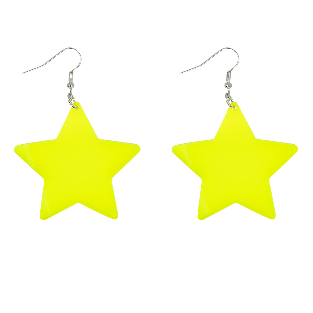 Boucles d'oreilles étoiles fluo UV - Accessoire soirée disco