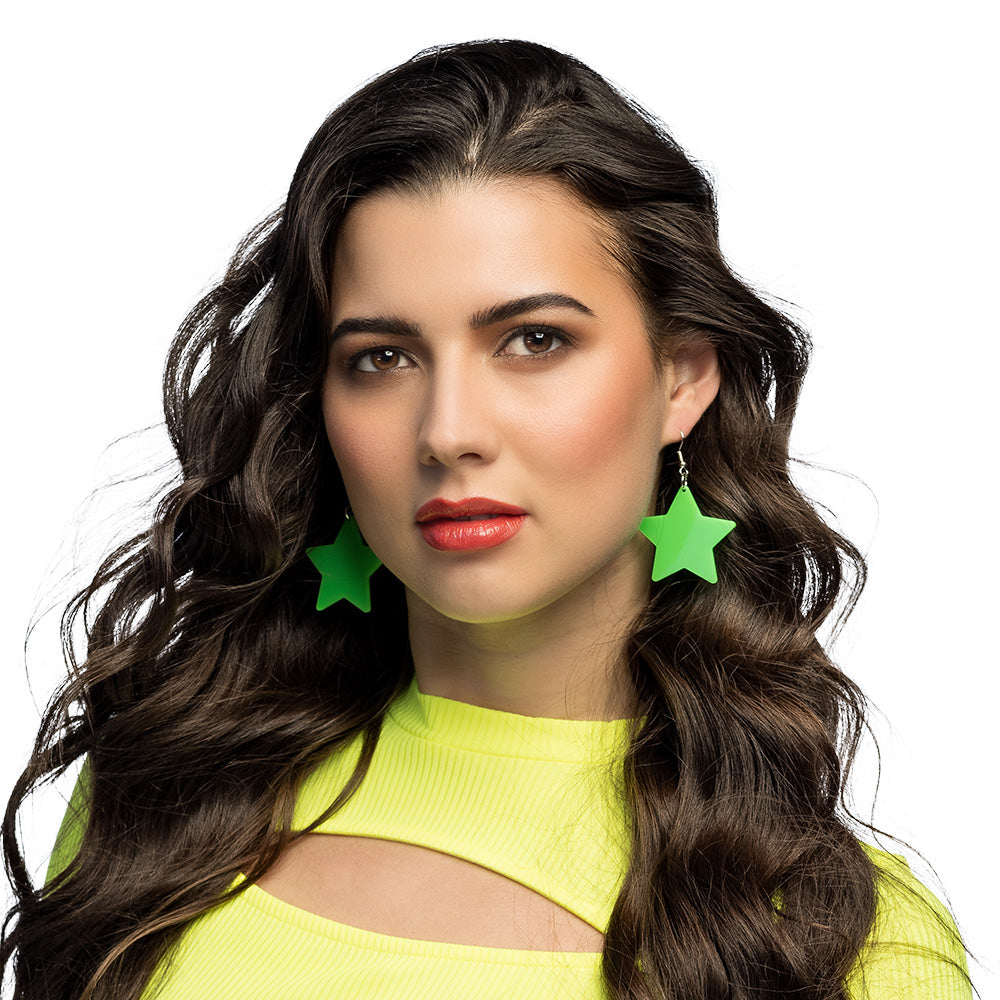 Boucles d'oreilles étoiles fluo UV - Accessoire soirée disco