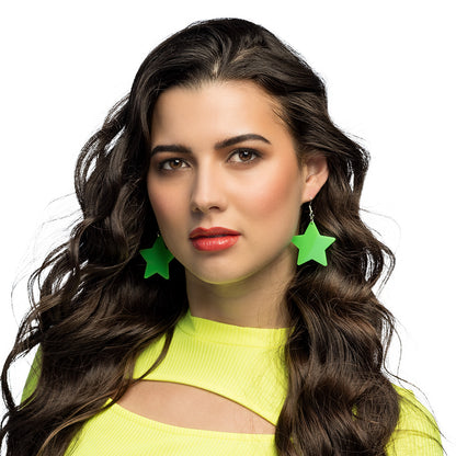 Boucles d'oreilles étoiles fluo UV - Accessoire soirée disco