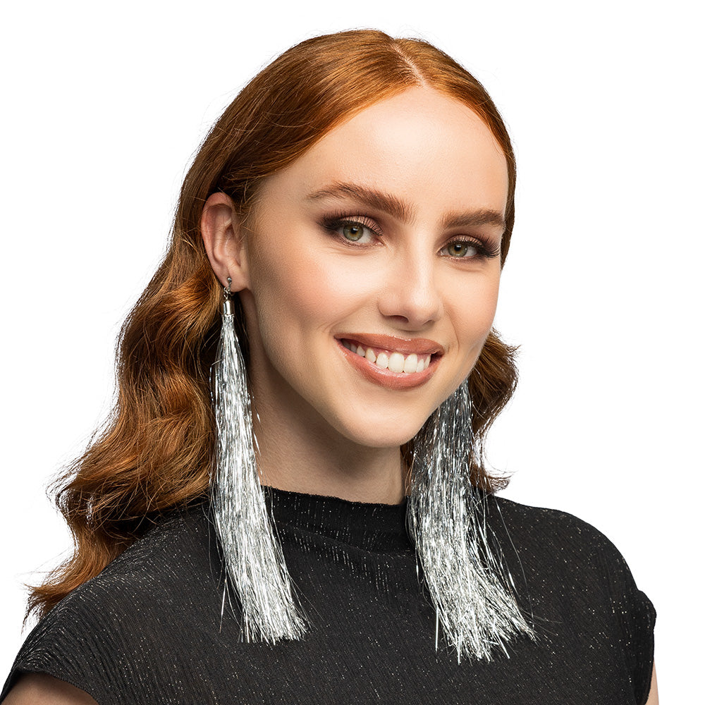 Boucles d'oreilles gland argenté clip femme - Accessoire fête