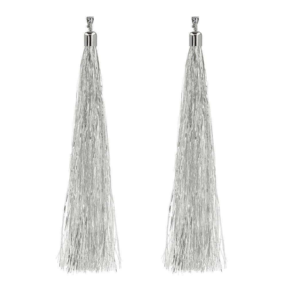 Boucles d'oreilles gland argenté clip femme - Accessoire fête