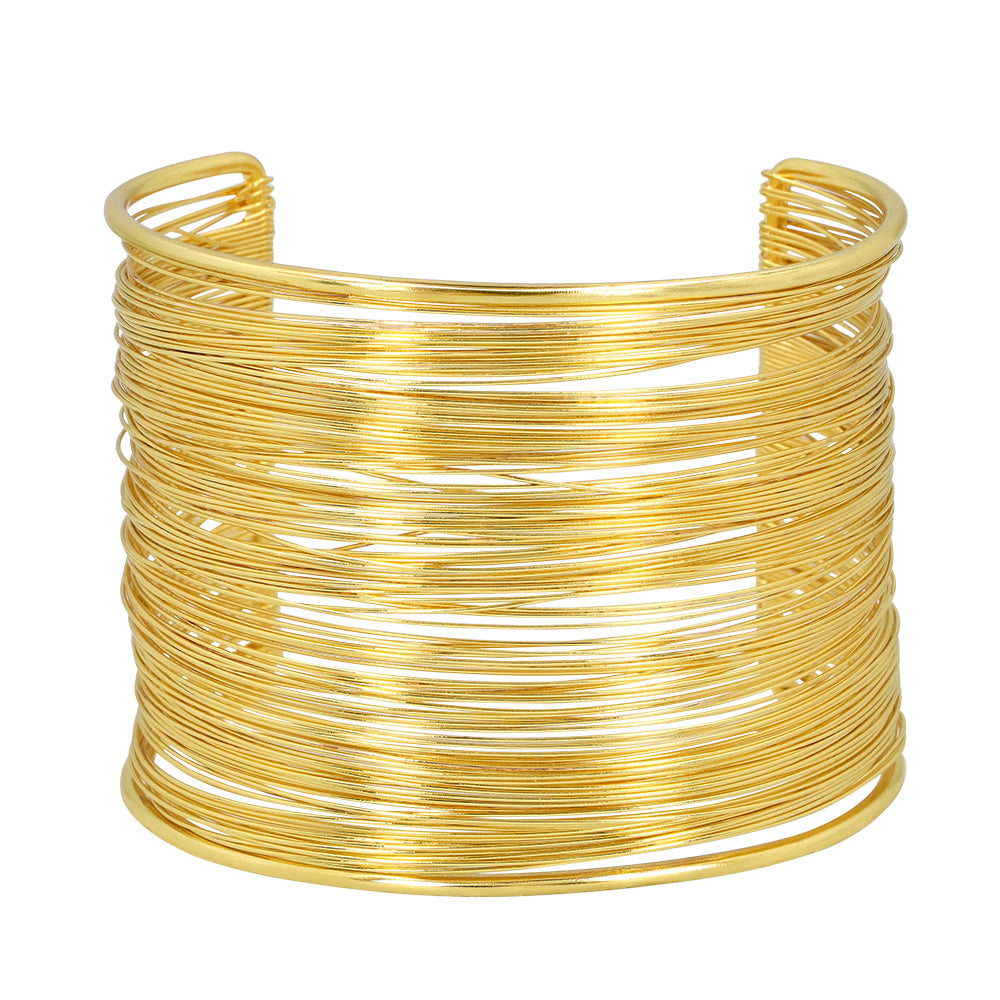 Bracelet Manchette Doré Rigide Multi-Brins - Accessoire Soirée