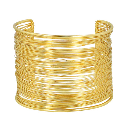 Bracelet Manchette Doré Rigide Multi-Brins - Accessoire Soirée