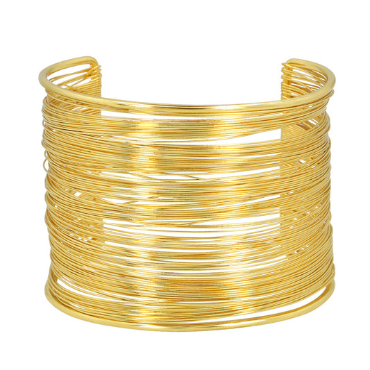 Bracelet Manchette Doré Rigide Multi-Brins - Accessoire Soirée