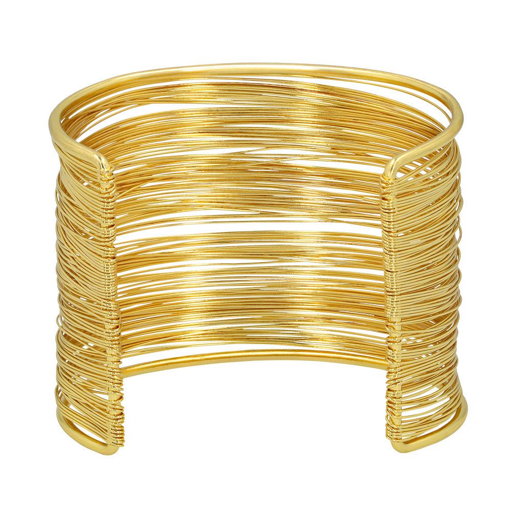 Bracelet Manchette Doré Rigide Multi-Brins - Accessoire Soirée