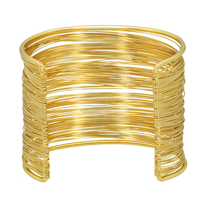 Bracelet Manchette Doré Rigide Multi-Brins - Accessoire Soirée
