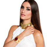 Bracelet Doré Égyptien avec Cristal Rouge - Accessoire Déguisement