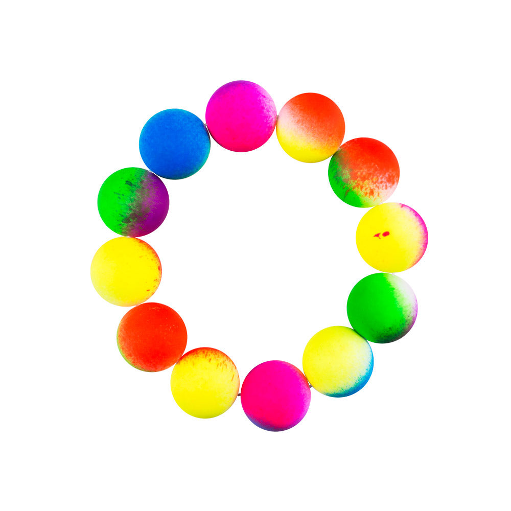 Bracelet Perles Néon Fluo UV Blacklight - Accessoire Années 80