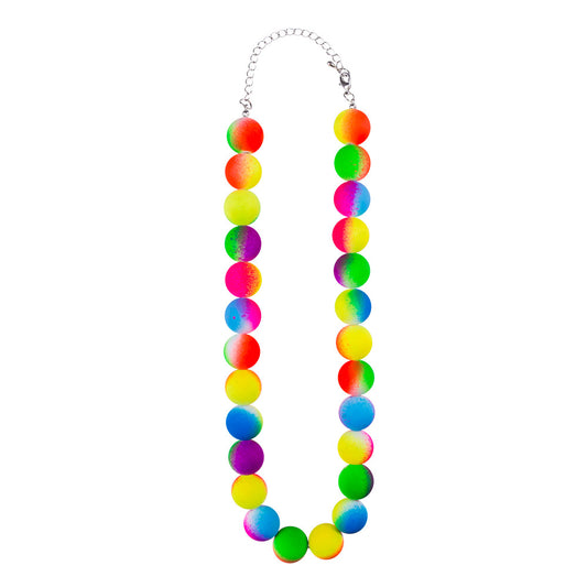 Collier de Perles Arc-en-Ciel Fluo UV Blacklight - Accessoire Fête