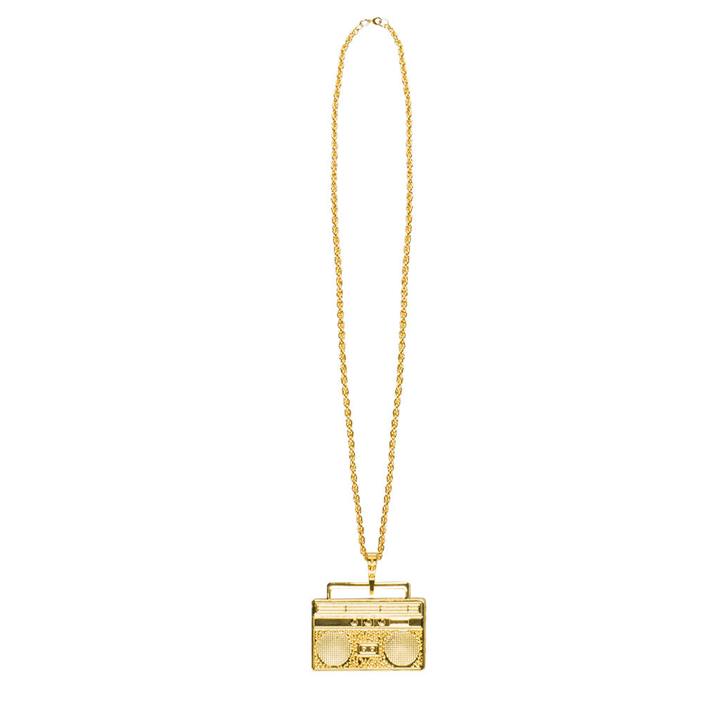 Collier Radiocassette Doré - Accessoire Années 80 Rétro