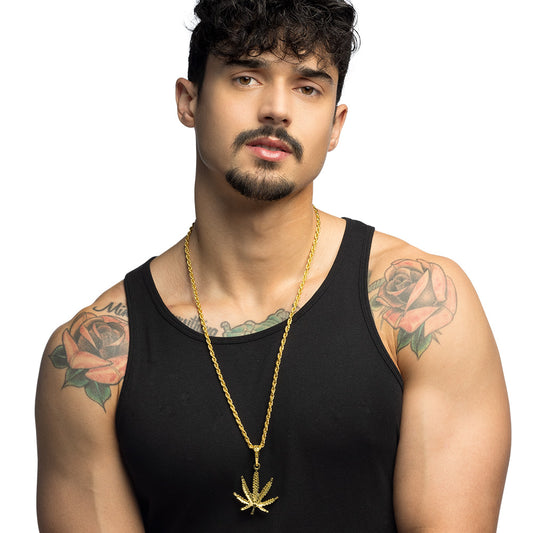 Collier Feuille de Cannabis Doré - Accessoire Hip-Hop Urbain