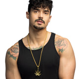 Collier Feuille de Cannabis Doré - Accessoire Hip-Hop Urbain