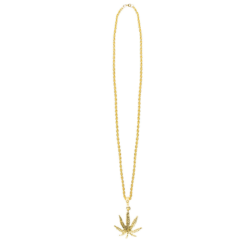 Collier Feuille de Cannabis Doré - Accessoire Hip-Hop Urbain