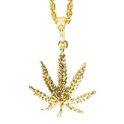 Collier Feuille de Cannabis Doré - Accessoire Hip-Hop Urbain
