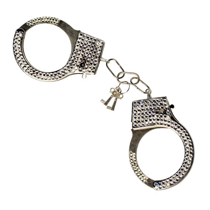 Menottes Strass Glamour Argent avec Clés - Accessoire Soirée
