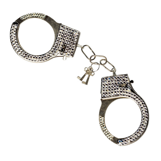 Menottes Strass Glamour Argent avec Clés - Accessoire Soirée