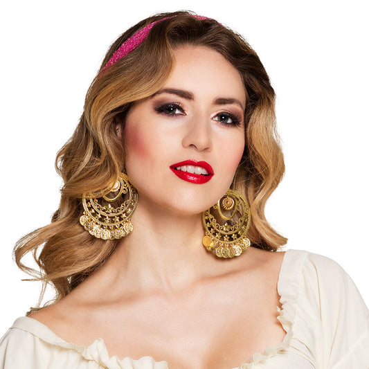 Boucles d'oreilles Lune Étoiles Dorées Orientales