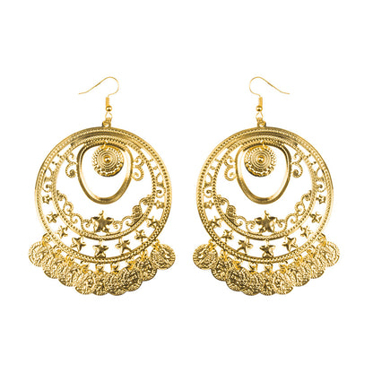 Boucles d'oreilles Lune Étoiles Dorées Orientales