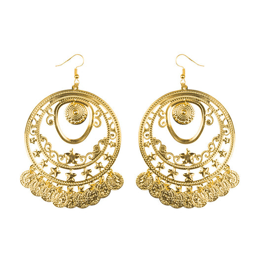 Boucles d'oreilles Lune Étoiles Dorées Orientales