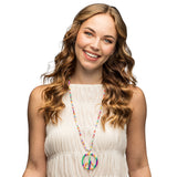 Collier Symbole Paix Multicolore Perles Arc-en-Ciel