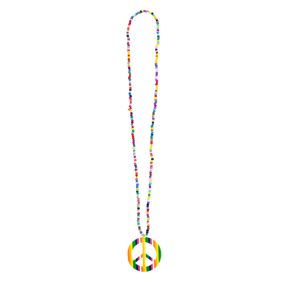 Collier Symbole Paix Multicolore Perles Arc-en-Ciel