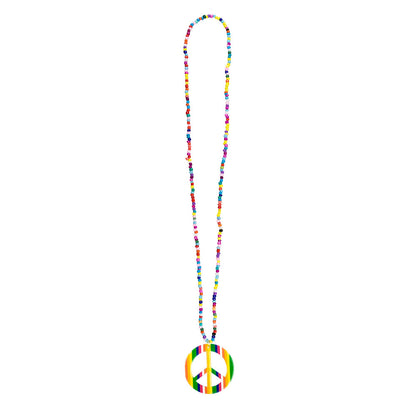Collier Symbole Paix Multicolore Perles Arc-en-Ciel