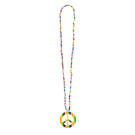 Collier Symbole Paix Multicolore Perles Arc-en-Ciel