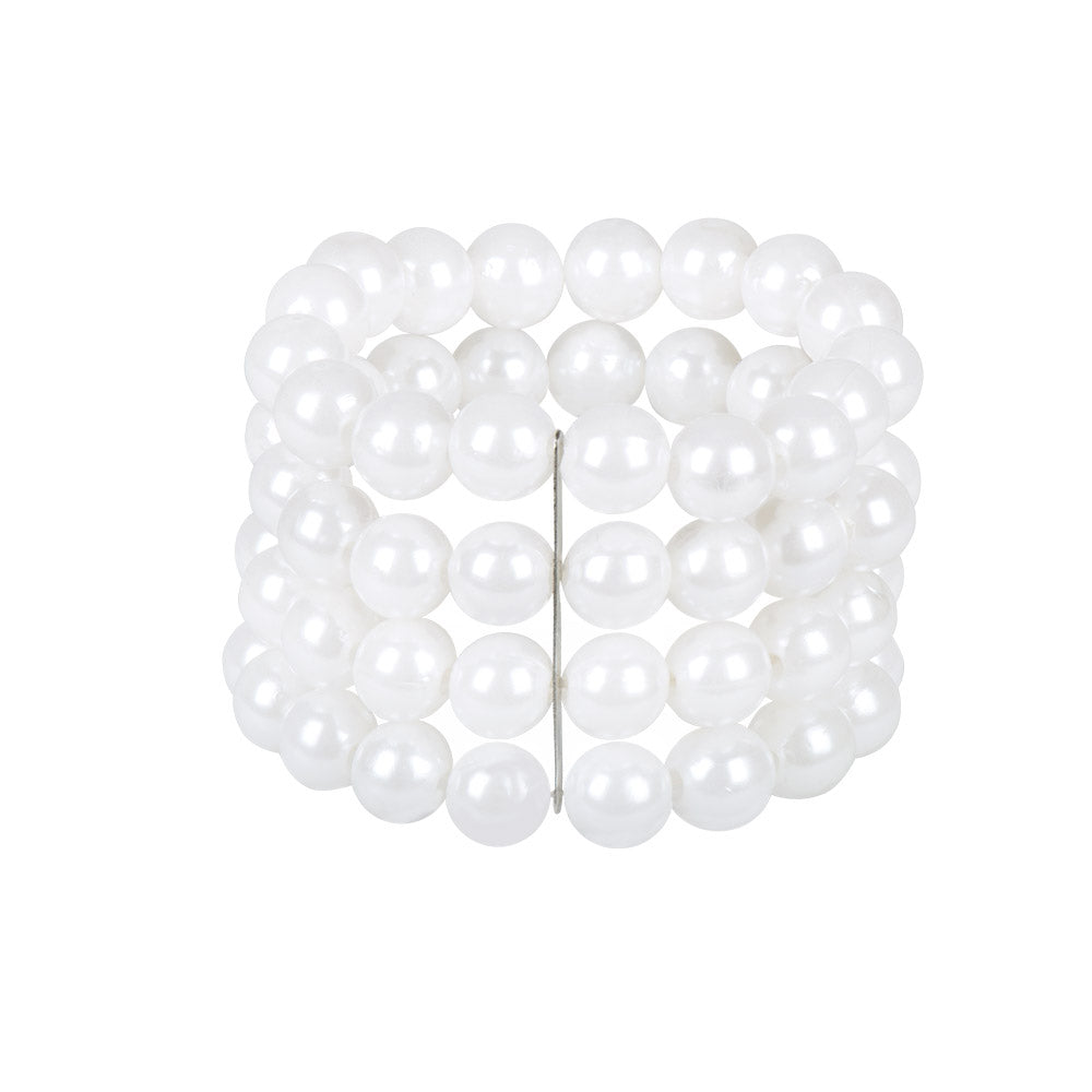 Bracelet Perles Blanches Multi-Rangs Élégant & Brillant