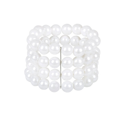 Bracelet Perles Blanches Multi-Rangs Élégant & Brillant