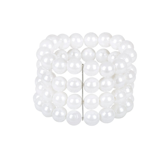 Bracelet Perles Blanches Multi-Rangs Élégant & Brillant