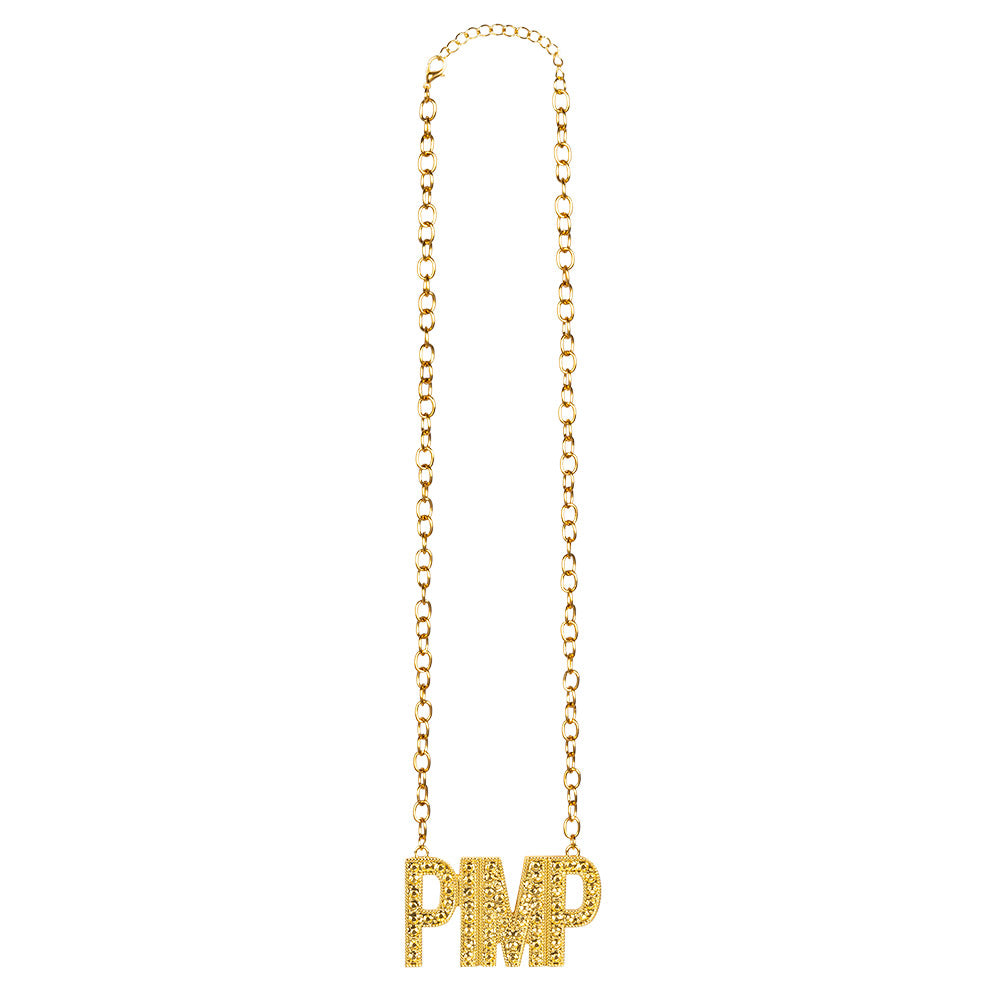 Collier PMP Doré - Accessoire Rappeur Années 80-90