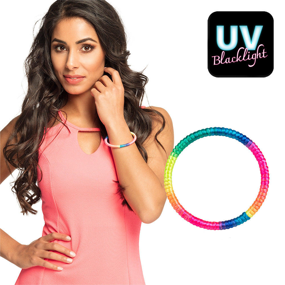 Bracelet UV Blacklight Arc-en-ciel Spirale Fluo Fluorescent