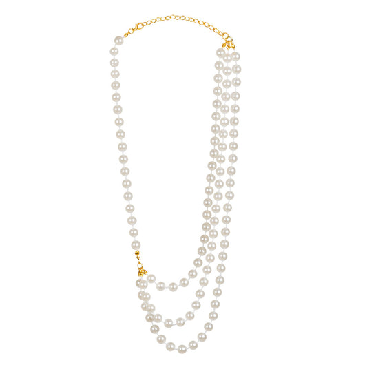Collier de perles triple rang avec boucles d'oreilles assorties