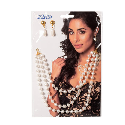 Collier de perles triple rang avec boucles d'oreilles assorties