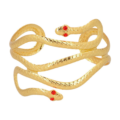 Bracelet Serpent Doré à Pierres Rouges - Accessoire Égyptien
