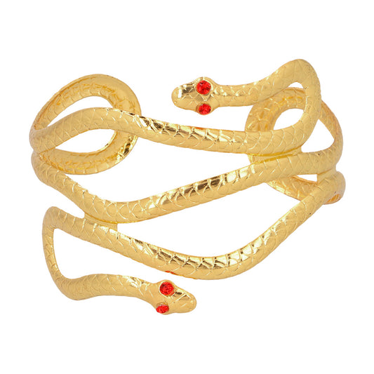 Bracelet Serpent Doré à Pierres Rouges - Accessoire Égyptien