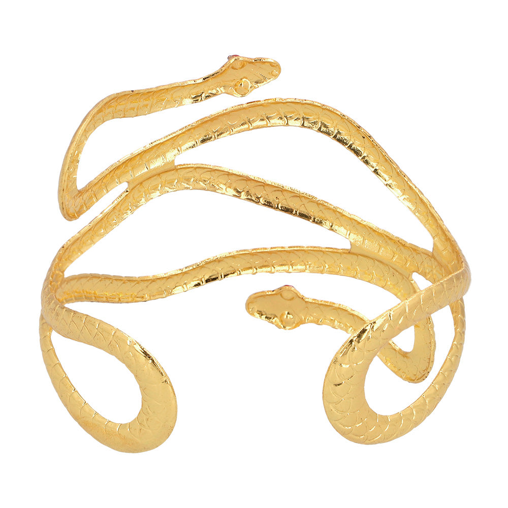 Bracelet Serpent Doré à Pierres Rouges - Accessoire Égyptien