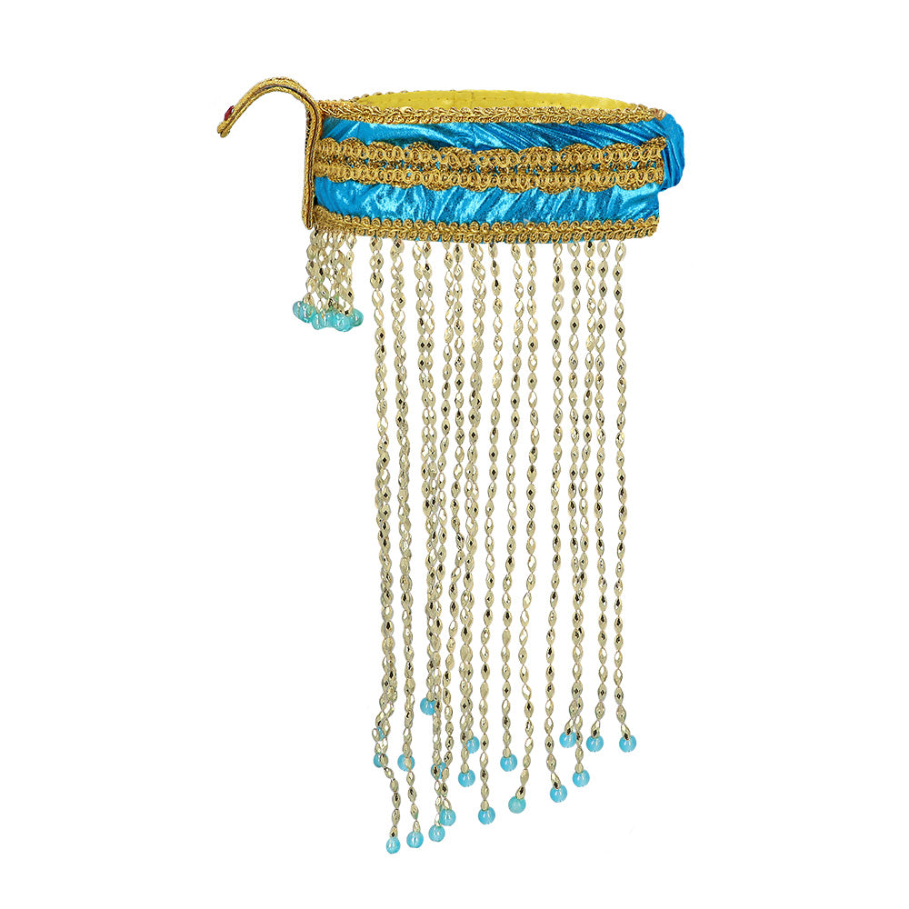 Accessoires Pharaon Égyptien Luxe - Bandeau Bleu Or et Chaînes
