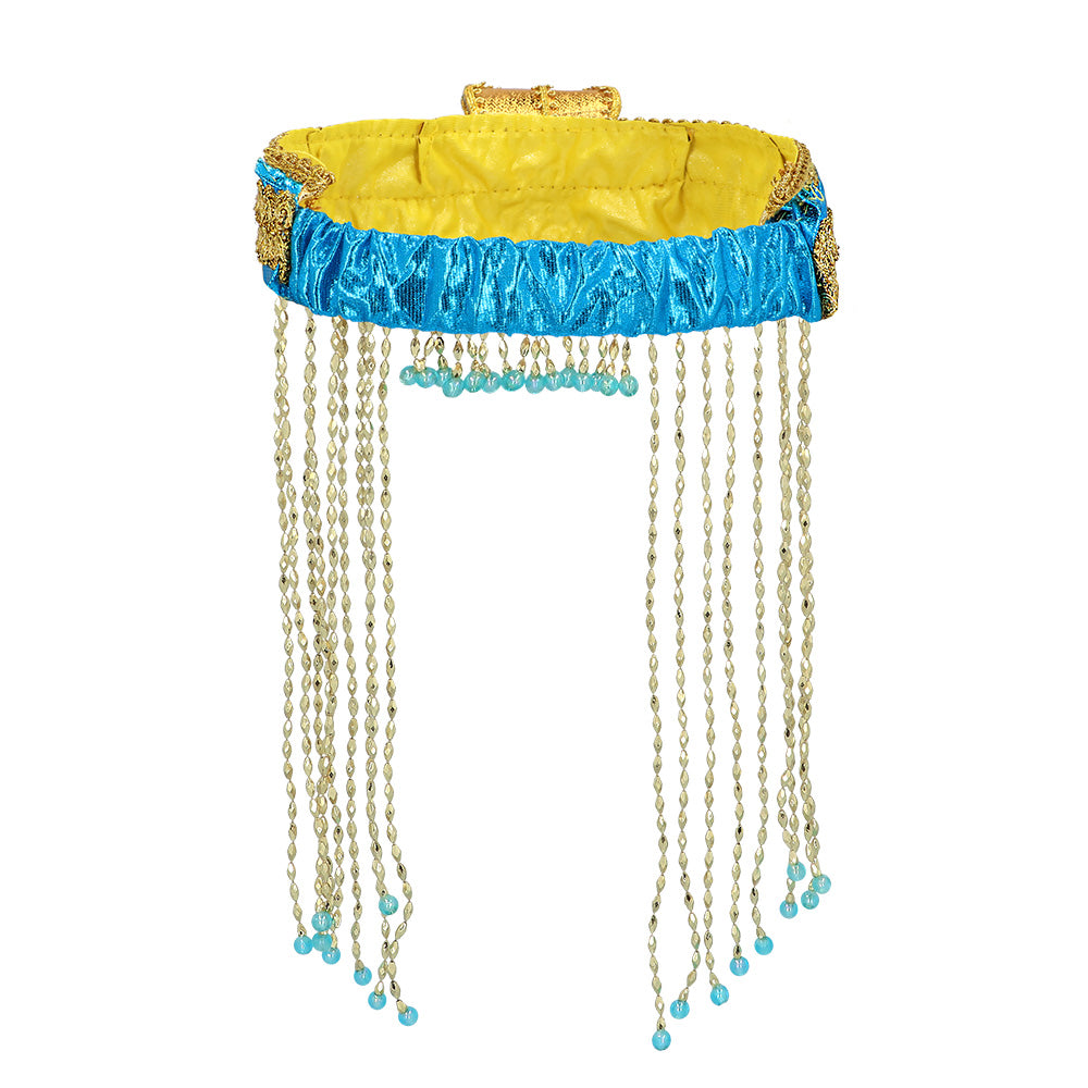 Accessoires Pharaon Égyptien Luxe - Bandeau Bleu Or et Chaînes