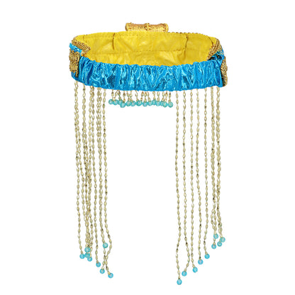 Accessoires Pharaon Égyptien Luxe - Bandeau Bleu Or et Chaînes