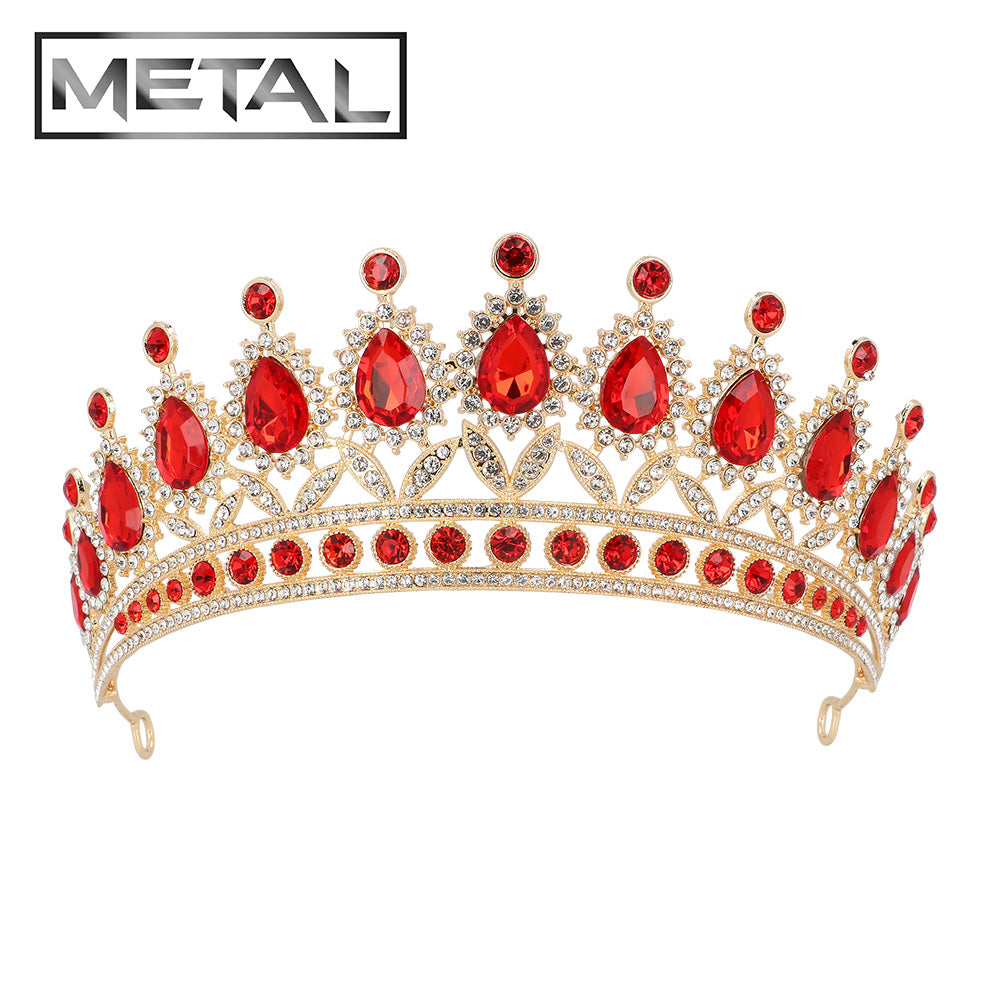 Tiare Royale Rouge et Or avec Cristaux - Couronne de Princesse