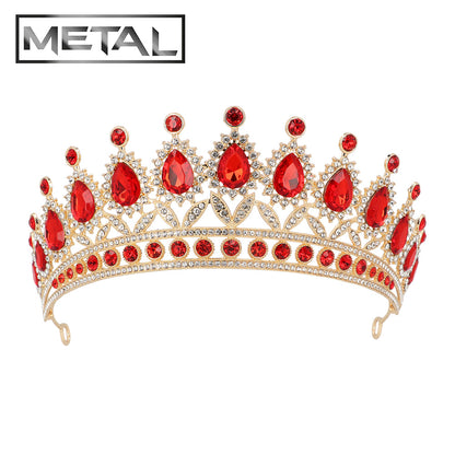 Tiare Royale Rouge et Or avec Cristaux - Couronne de Princesse