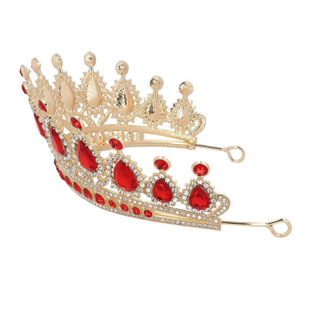 Tiare Royale Rouge et Or avec Cristaux - Couronne de Princesse