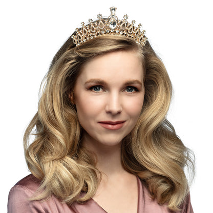 Tiare Royale Dorée avec Cristaux - Couronne de Princesse Luxe